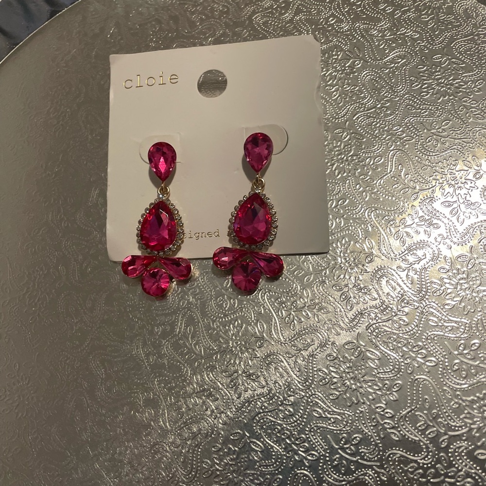 Pink and silver earrings